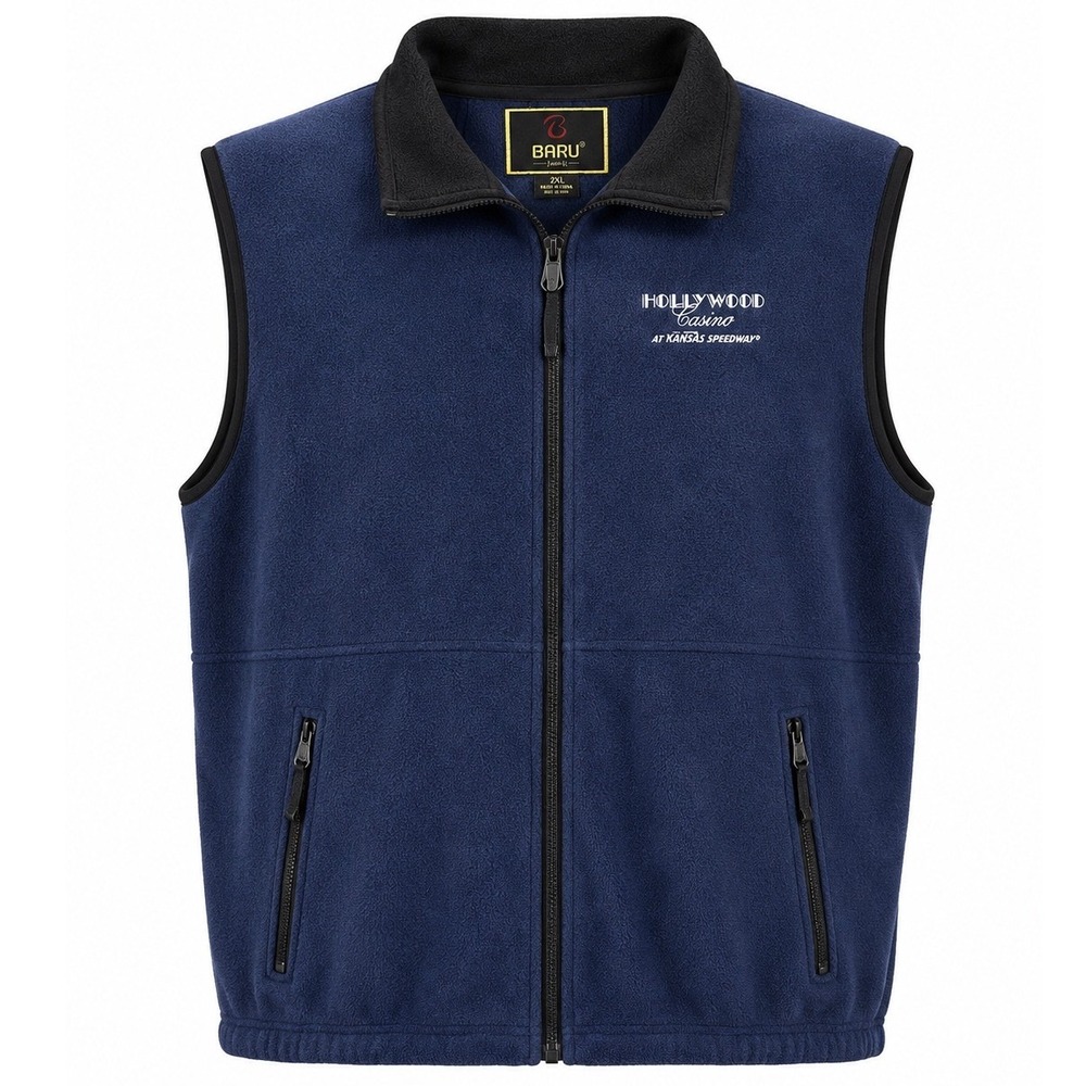 Baru Sports Fleece Vest 2XL Navy Hollywood Casino Kansas Speedway Full Zip New‎
